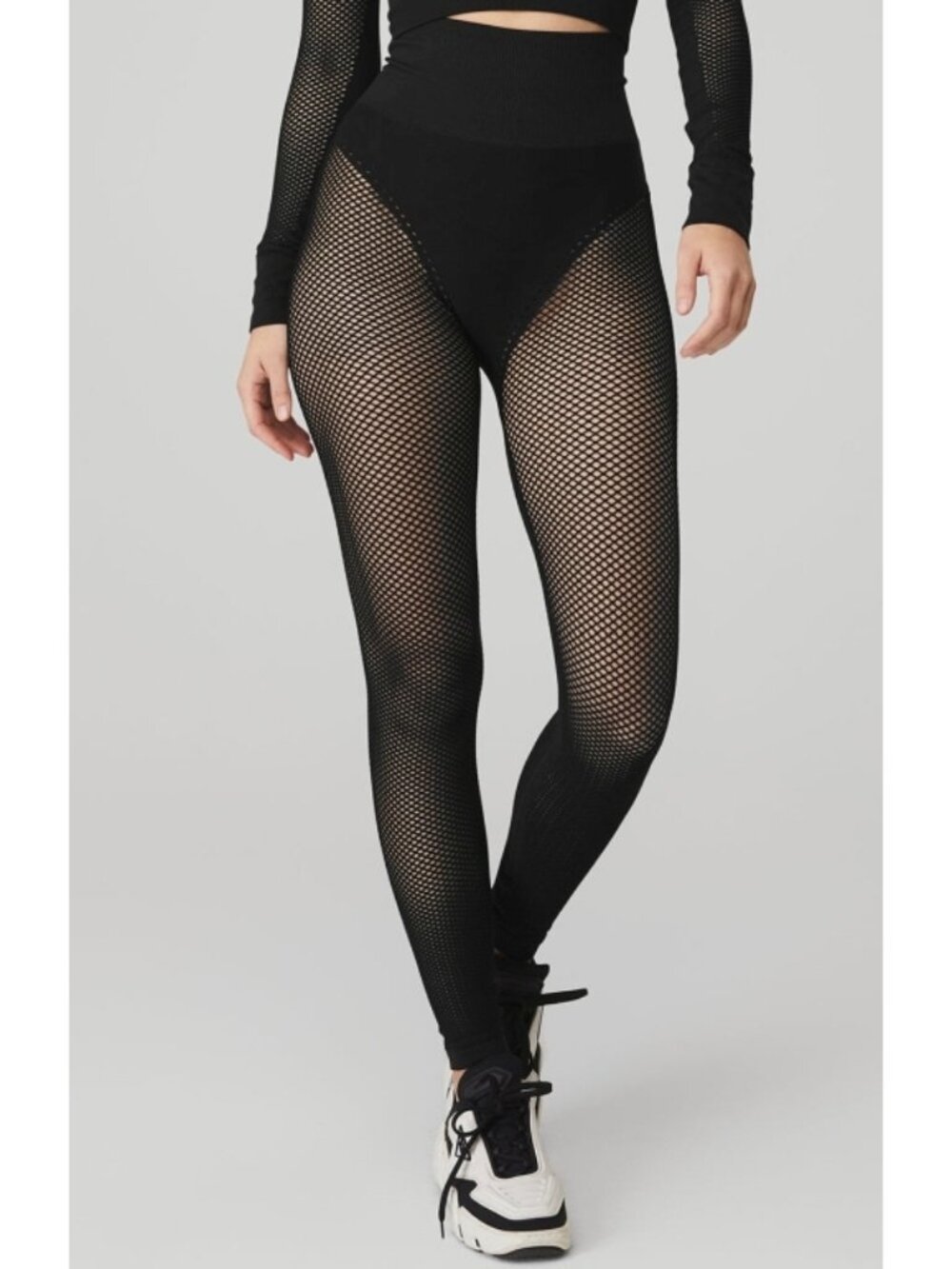Alo Seamless High-Waist Limitless Open Air Leggings Sheer Hi-Rise Mesh Cut-Outs